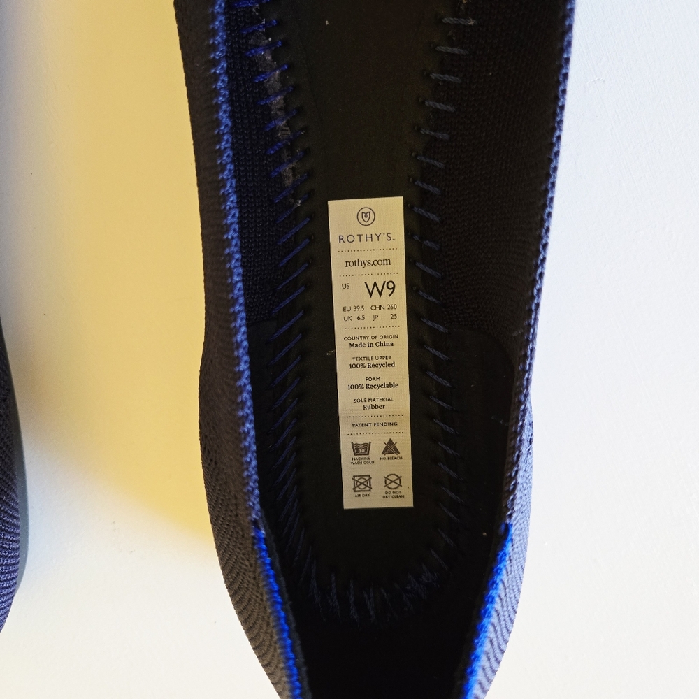 Rothys "THE POINT" Maritime Navy Slip On Comfort Ballet Flat Shoe Women's US 9 - Picture 12 of 16